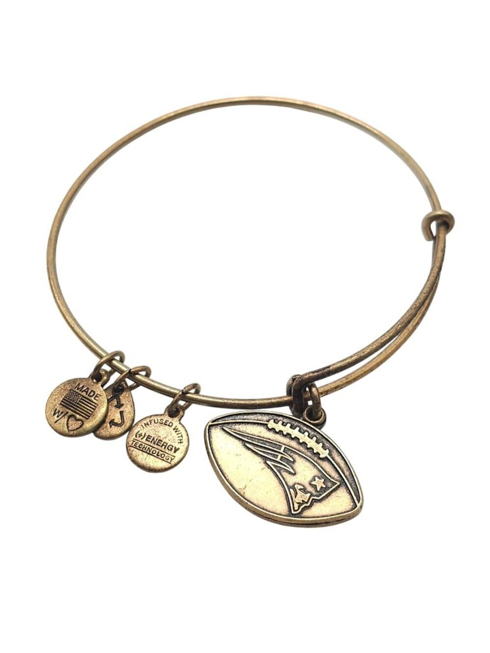NFL New England Patriots Alex & Ani Gold-Tone Bangle Bracelet Football Charm
